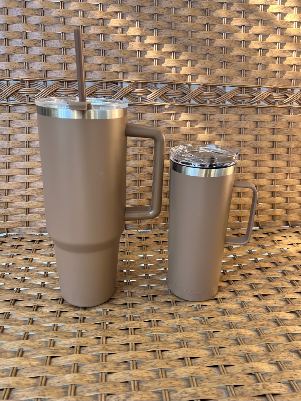 Ashland Matte Brown Insulated Travel Mugs with Handles